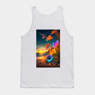 Colour bioluminescent flowers on beach Tank Top